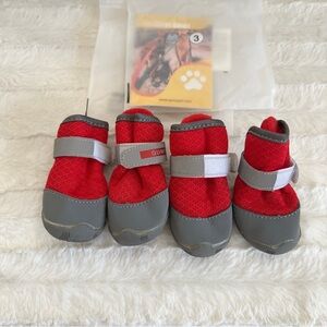 QUMY 4PCS Dog Shoes for Small Dogs Boots with Reflective Strip Red Size 3